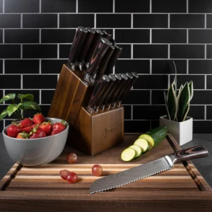 The Acacia Masterpiece – 15-Slot Universal Professional Knife Block