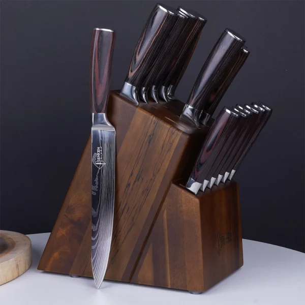 The Acacia Masterpiece – 15-Slot Universal Professional Knife Block