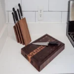 The Angled Sculptor – Premium Solid Walnut Magnetic Countertop Knife Block