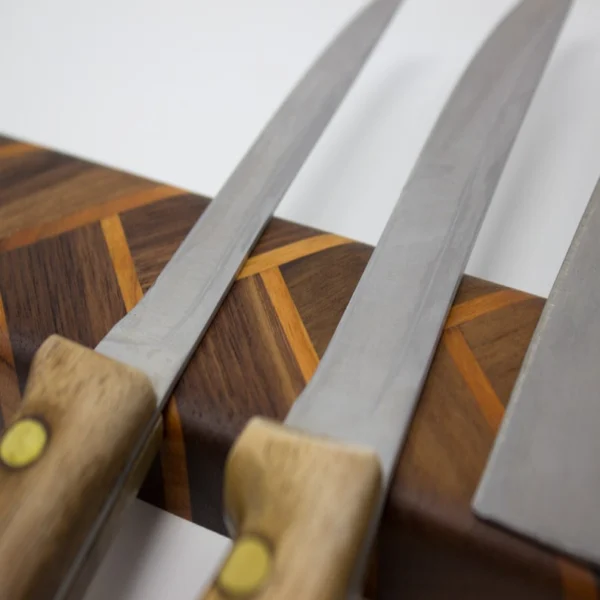 The Artisan Herringbone – Magnetic Solid Walnut & Cherry Knife Holder