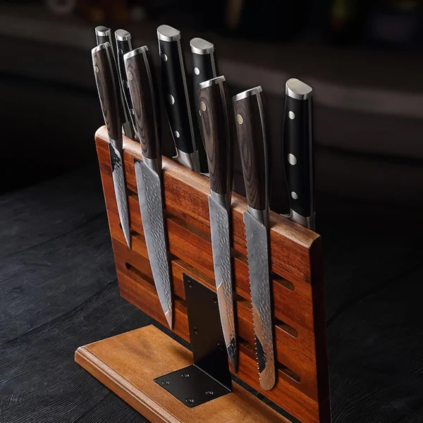 The Dual-Force Acacia – Professional Double-Sided Magnetic Knife Block