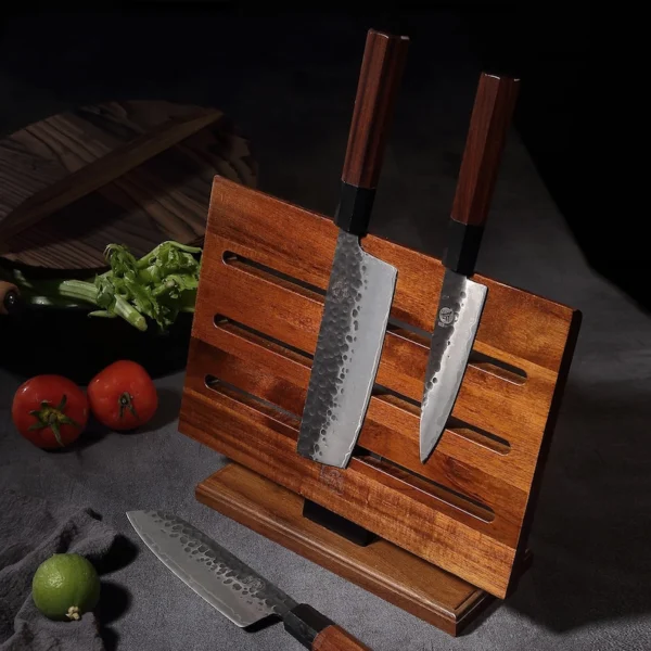 The Dual-Force Acacia – Professional Double-Sided Magnetic Knife Block
