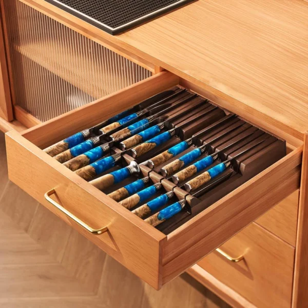 The Hidden Vault – Premium Solid Acacia In-Drawer Knife Organizer
