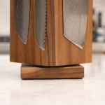 The Kinetic 360 – Rotating Natural Acacia Magnetic Knife Block