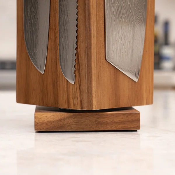 The Kinetic 360 – Rotating Natural Acacia Magnetic Knife Block