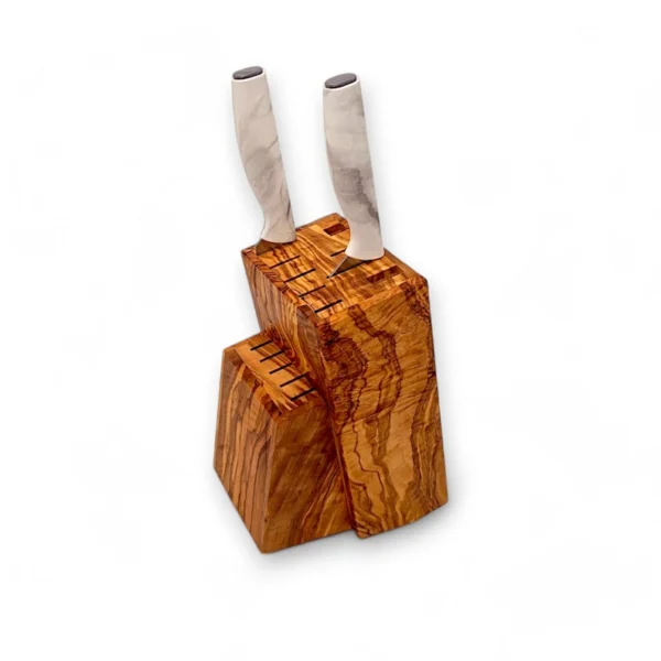 The Mediterranean Grove – Handcrafted Solid Olive Wood Knife Block