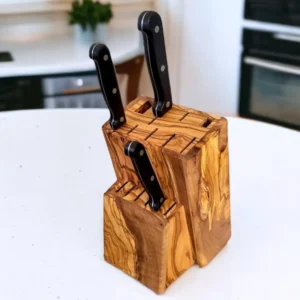 The Mediterranean Grove – Handcrafted Solid Olive Wood Knife Block (3)