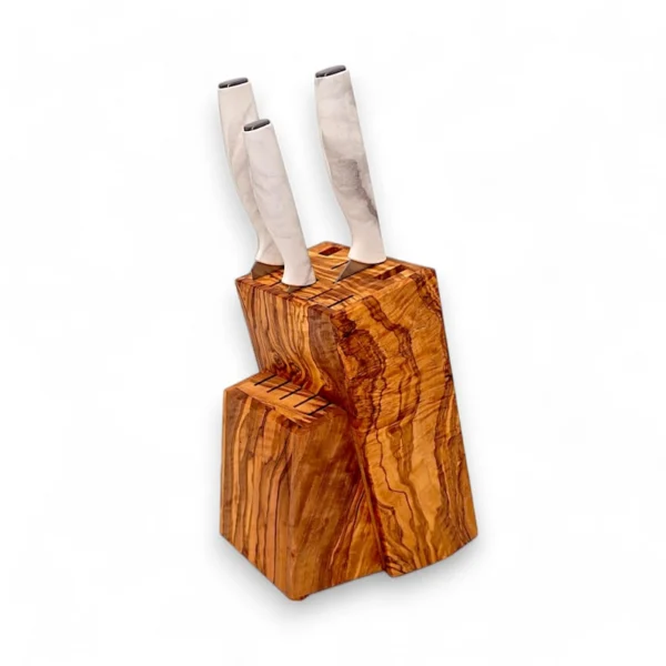 The Mediterranean Grove – Handcrafted Solid Olive Wood Knife Block