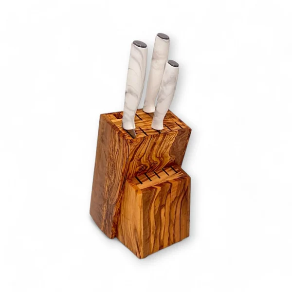 The Mediterranean Grove – Handcrafted Solid Olive Wood Knife Block