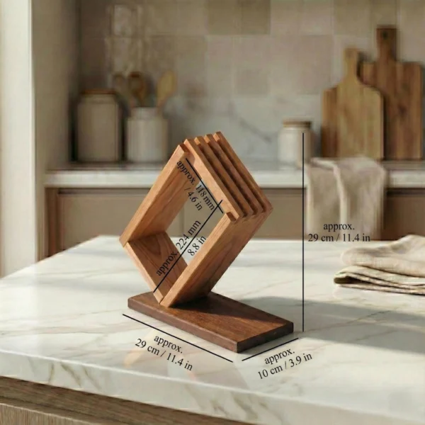 The Nordic Slant – Artisan Open-Frame Solid Wood Knife Block