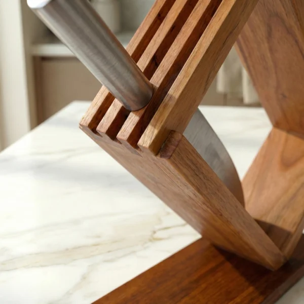 The Nordic Slant – Artisan Open-Frame Solid Wood Knife Block