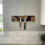 The Olive River – Artisan Handmade Olive Wood & Epoxy Magnetic Knife Holder