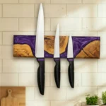 The Olive River – Artisan Handmade Olive Wood & Epoxy Magnetic Knife Holder