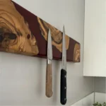 The Olive River – Artisan Handmade Olive Wood & Epoxy Magnetic Knife Holder
