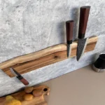 The Raw Walnut Horizon – Live Edge Artisan Magnetic Knife Holder