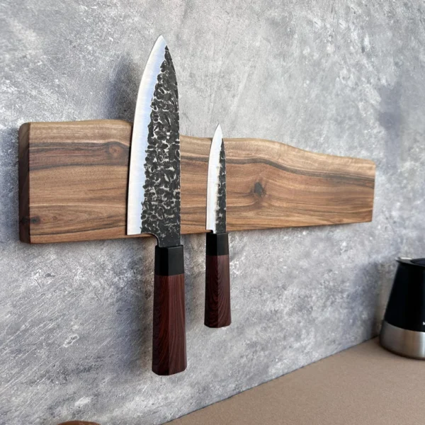 The Raw Walnut Horizon – Live Edge Artisan Magnetic Knife Holder