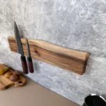 The Raw Walnut Horizon – Live Edge Artisan Magnetic Knife Holder