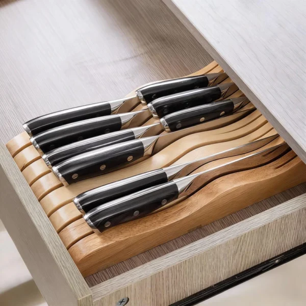 The Sculpted Drawer Vault – Artisan In-Drawer Wooden Knife Organizer