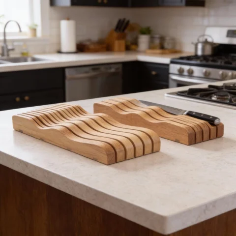 The Sculpted Drawer Vault – Artisan In-Drawer Wooden Knife Organizer