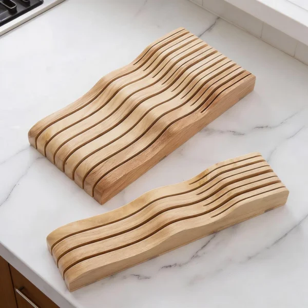 The Sculpted Drawer Vault – Artisan In-Drawer Wooden Knife Organizer
