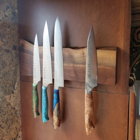 The Walnut Wild-Edge – Handcrafted Neodymium Magnetic Knife Rack