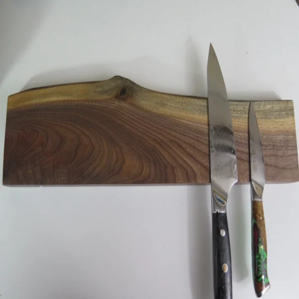 The Walnut Wild-Edge – Handcrafted Neodymium Magnetic Knife Rack